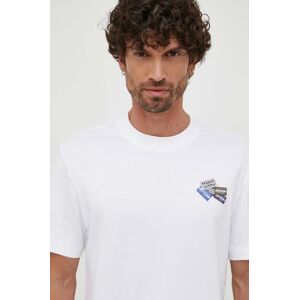 Bavlněné tričko Lacoste bílá barva, s aplikací