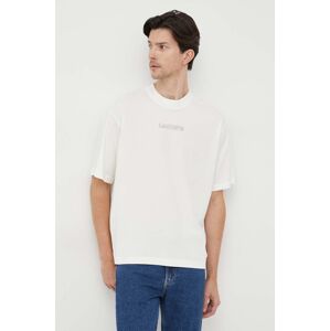 Bavlněné tričko Lacoste bílá barva, s potiskem