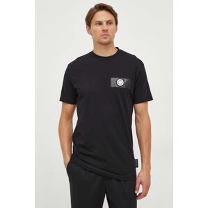Bavlněné tričko PLEIN SPORT černá barva, s aplikací