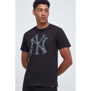 Bavlněné tričko 47brand MLB New York Yankees černá barva, s potiskem