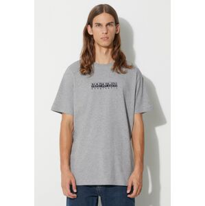 Bavlněné tričko Napapijri S-BOX SS 4 šedá barva, NP0A4H8S1601