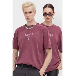 Bavlněné tričko Guess Originals fialová barva, s potiskem