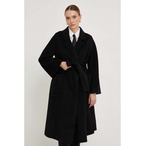 Vlněný kabát Answear Lab černá barva, přechodný