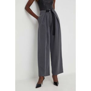 Kalhoty Answear Lab X limited collection NO SHAME dámské, šedá barva, široké, high waist