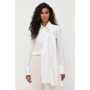 Hedvábné tričko Liviana Conti bílá barva, regular, s klasickým límcem