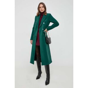 Kabát Silvian Heach dámský, zelená barva, přechodný, dvouřadový