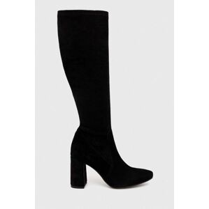 Semišové boty Wojas dámské, černá barva, na podpatku, 7104181