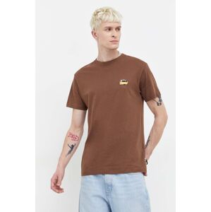 Bavlněné tričko Solid hnědá barva, s aplikací