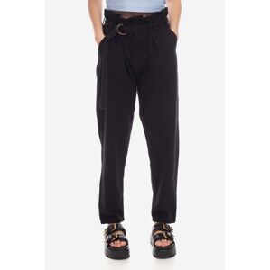 Bavlněné kalhoty Alpha Industries Paperbag černá barva, střih chinos, high waist, 136023.03-black