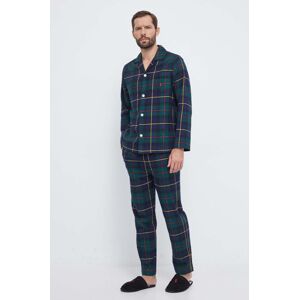 Bavlněné pyžamo Polo Ralph Lauren zelená barva
