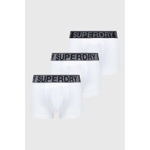 Boxerky Superdry 3-pack pánské, bílá barva