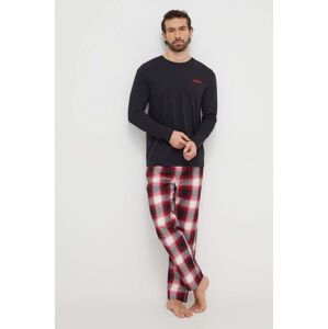 Bavlněné pyžamo HUGO červená barva