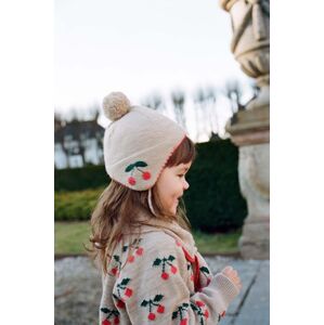 Dětská vlněná čepice Konges Sløjd béžová barva, z tenké pleteniny