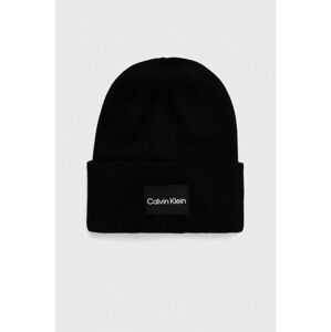 Bavlněná čepice Calvin Klein černá barva, z tenké pleteniny