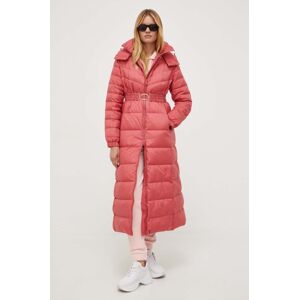 Péřová bunda Twinset dámská, růžová barva, přechodná