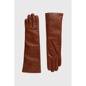 Kožené rukavice Weekend Max Mara dámské, hnědá barva