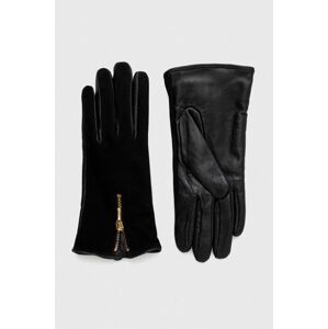 Kožené rukavice Guess dámské, černá barva