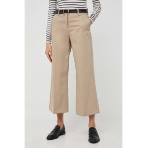 Kalhoty Weekend Max Mara dámské, béžová barva, široké, high waist