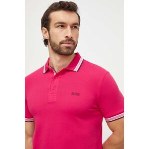 Bavlněné polo tričko Boss Green růžová barva, 50469055