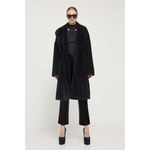 Kabát HUGO dámský, černá barva, přechodný, oversize