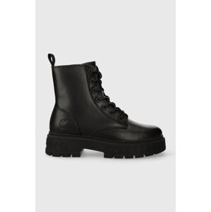 Kožené workery Karl Kani KK Soho Classic Boot dámské, černá barva, na plochém podpatku, 1120306 KKFWW000325