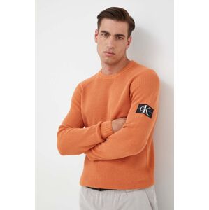 Bavlněný svetr Calvin Klein Jeans oranžová barva, lehký