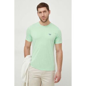 Bavlněné tričko Barbour zelená barva