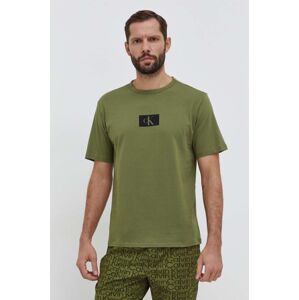 Bavlněné pyžamové tričko Calvin Klein Underwear zelená barva, s potiskem