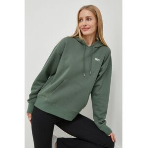Mikina Dkny dámská, zelená barva, s kapucí, aplikací, DP2T9057