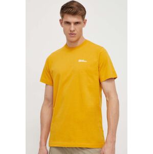 Bavlněné tričko Jack Wolfskin žlutá barva