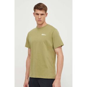 Bavlněné tričko Jack Wolfskin zelená barva