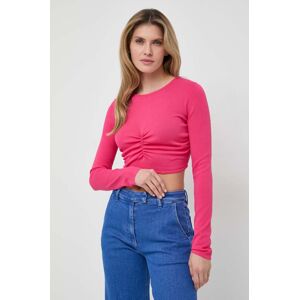 Tričko s dlouhým rukávem Liviana Conti růžová barva