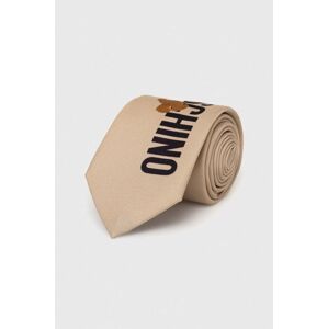 Hedvábná kravata Moschino béžová barva, M5766 55059