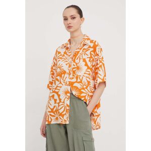 Košile Billabong dámská, oranžová barva, relaxed, s klasickým límcem