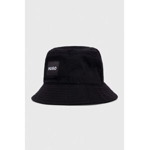 Bavlněná čepice HUGO černá barva, 50510396