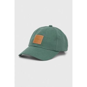 Bavlněná baseballová čepice BOSS zelená barva, s aplikací