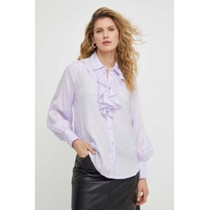 Košile Bruuns Bazaar dámská, fialová barva, regular, s klasickým límcem