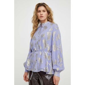 Košile Bruuns Bazaar dámská, fialová barva, regular, se stojáčkem