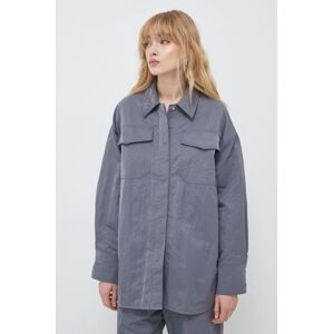 Košile Samsoe Samsoe GIRA dámská, šedá barva, relaxed, s klasickým límcem, F23400007