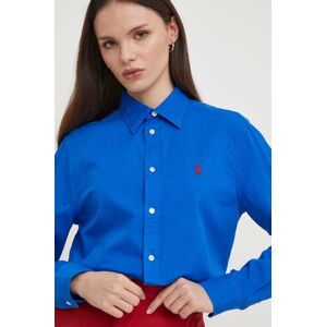 Bavlněná košile Polo Ralph Lauren tmavomodrá barva, regular, s klasickým límcem