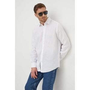 Lněná košile Paul&Shark bílá barva, regular, s klasickým límcem, 24413322CF