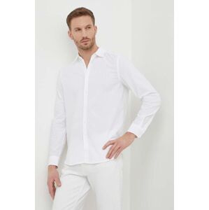 Bavlněná košile Sisley bílá barva, slim, s klasickým límcem