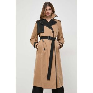 Trench kabát BOSS dámský, béžová barva, přechodný