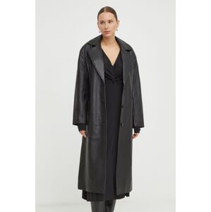 Kožený kabát 2NDDAY dámský, černá barva, přechodný, oversize