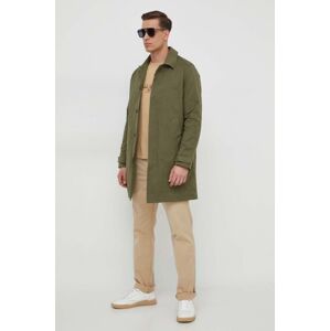 Trench kabát Pepe Jeans Valerio pánský, zelená barva, přechodný