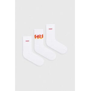 Ponožky HUGO 3-pack dámské, bílá barva