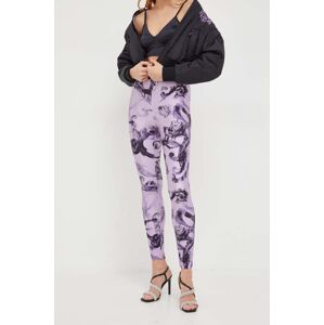 Legíny Versace Jeans Couture dámské, fialová barva, vzorované, 76HAC101 JS292