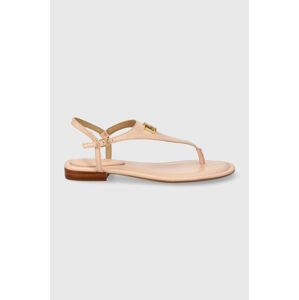 Kožené sandály Lauren Ralph Lauren Ellington dámské, růžová barva, 80285300000000000