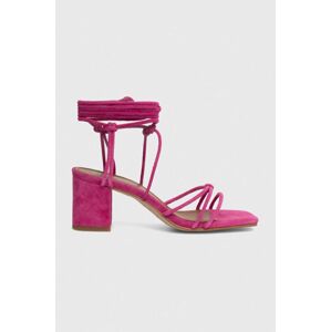 Semišové sandály Alohas Paloma růžová barva, S00083.20