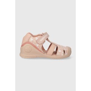 Dětské kožené sandály Biomecanics růžová barva